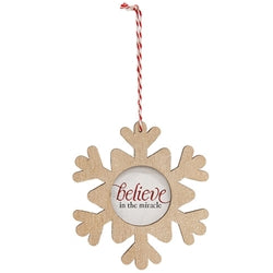 Merry Everything Wooden Snowflake Ornament - 3 Asstd.
