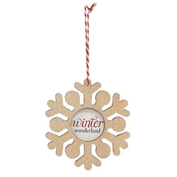 Merry Everything Wooden Snowflake Ornament - 3 Asstd.