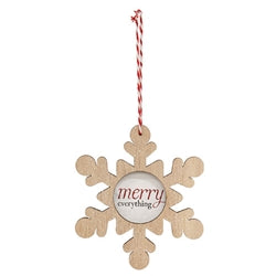 Merry Everything Wooden Snowflake Ornament - 3 Asstd.