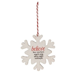 Believe Joy Love Snowflake Ornament - 3 Asstd.