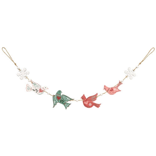 Yuletide Folklore Birds & Snowflakes Wooden Garland