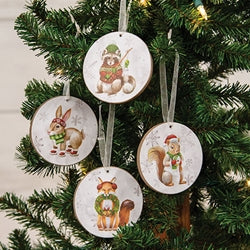 Winter Woodland Friend Round Ornament - 3" - 4 Asstd.