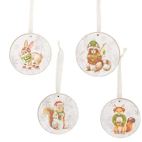 Winter Woodland Friend Round Ornament - 3" - 4 Asstd.