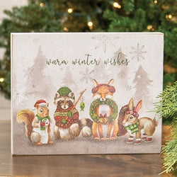 Warm Winter Wishes Frosty Woodland Friends Box Sign