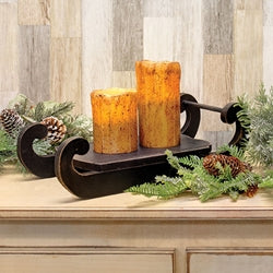 Distressed Black Wooden Sled - 15"
