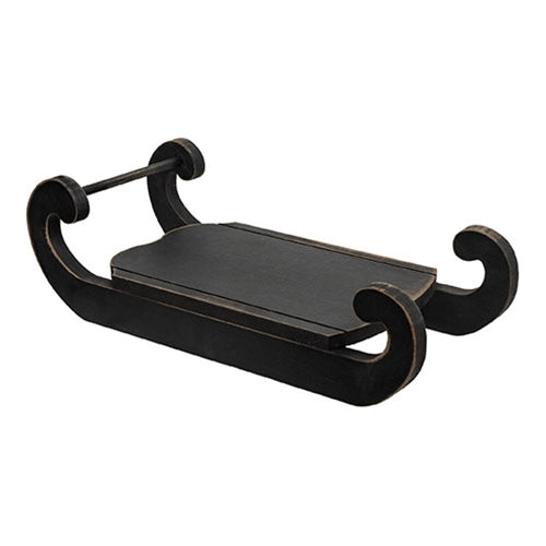 Distressed Black Wooden Sled - 15"