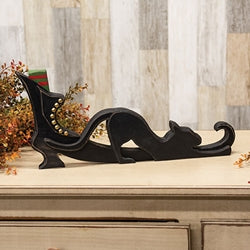 Distressed Wooden Witch Boot & Cat Silhouette Sitter