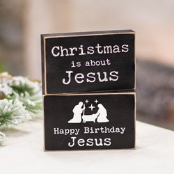 Happy Birthday Jesus Rectangle Wooden Block - 2 Asstd.