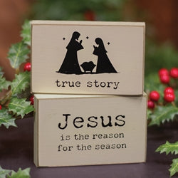 True Story Nativity Rectangle Wooden Block - 2 Asstd.
