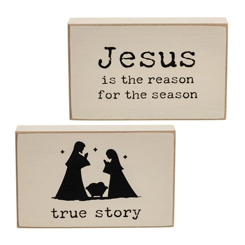 True Story Nativity Rectangle Wooden Block - 2 Asstd.