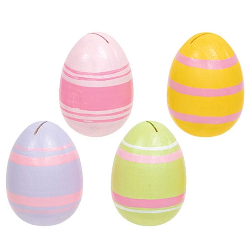 4/Set - Painted Wooden Easter Egg Name Card Holders - 2.5"H
