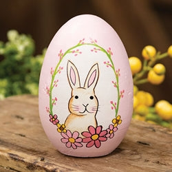 Hand Painted Bunny Portait Wooden Easter Egg