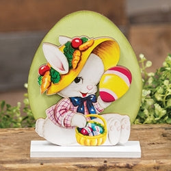 Vintage Bunny w/Easter Basket on Base