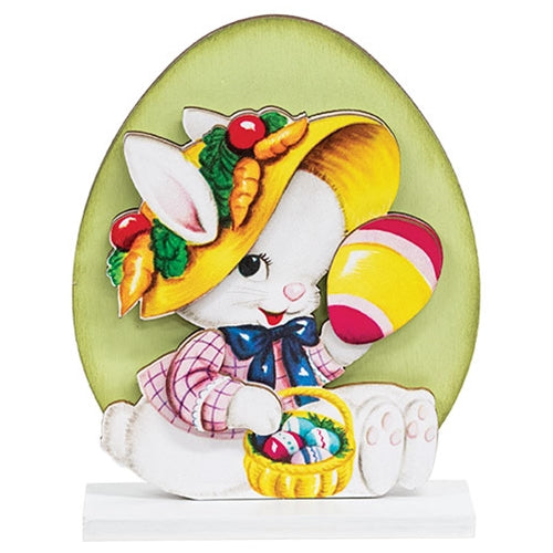 Vintage Bunny w/Easter Basket on Base