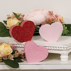 3/Set - Chunky Glittered Heart Name Card Holders