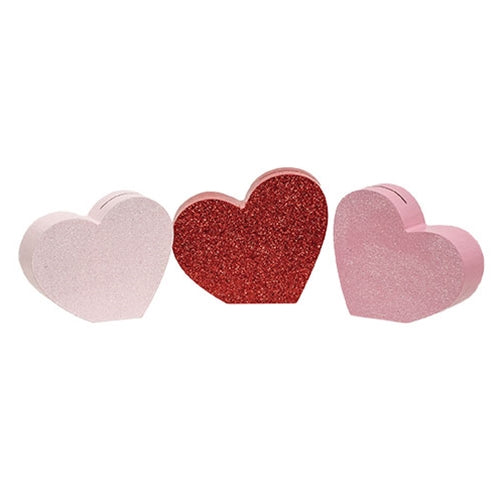 3/Set - Chunky Glittered Heart Name Card Holders