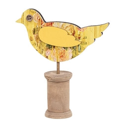 Cottage Rose Distressed Wooden Bird on Spool - 2 Asstd