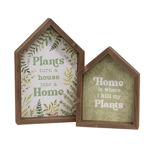 2/Set - Plant House Shaped Box Signs