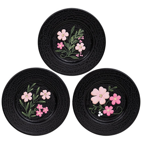 Blessed Blooms Wooden Plate - 3 Asstd