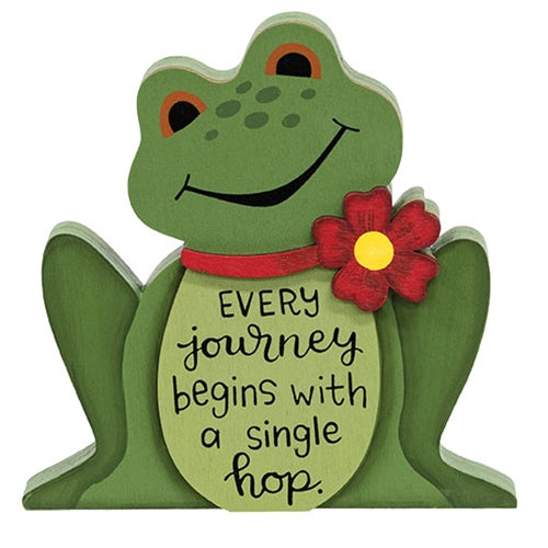 A Single Hop Chunky Wooden Frog Sitter