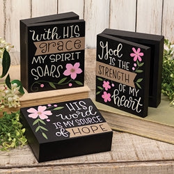 Hope Grace Strength Floral Trinket Box - 3 Asstd