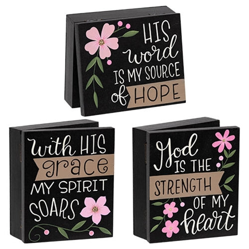 Hope Grace Strength Floral Trinket Box - 3 Asstd
