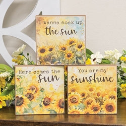 You Are My Sunshine Watercolor Sunflower Block - 3 Asstd