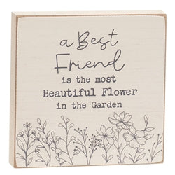 Wildflower Friend Mom Sister 4" Square Block - 3 Asstd