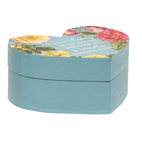 Friendship is the Thread Vintage Rose Heart Trinket Box