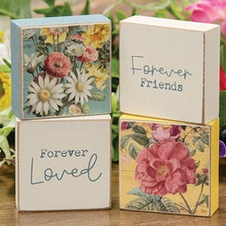 Forever Friends Vintage Floral 2" Square Block - 4 Asstd