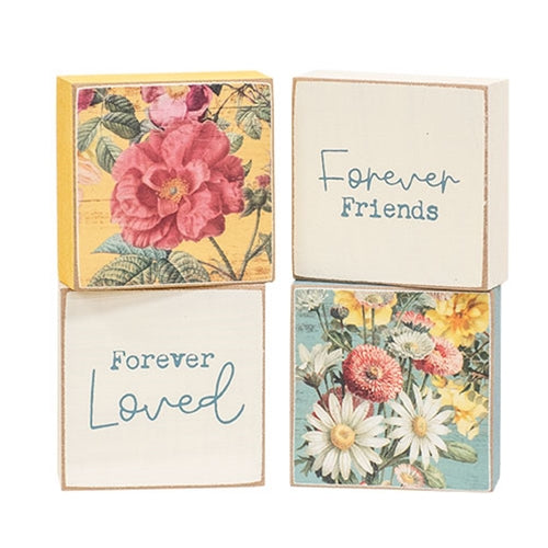 Forever Friends Vintage Floral 2" Square Block - 4 Asstd