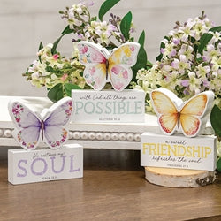 2/Set - Bible Verse Butterfly & Block Sitters - 3 Asstd
