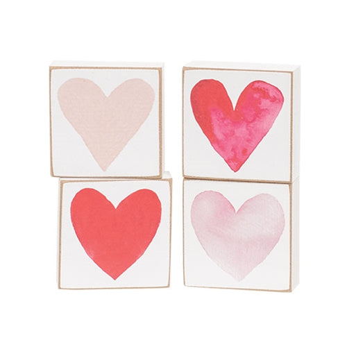 Watercolor Heart 2" Square Block - 4 Asstd