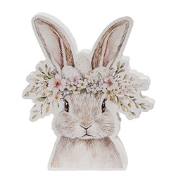 Spring Floral Crown Wooden Bunny Sitter - 3 Asstd