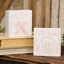 Fly High Angel Wings Box Sign - 2 Asstd