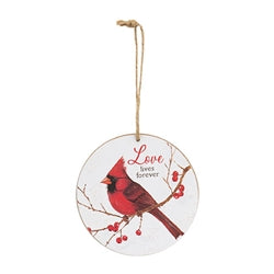 Love Hope Loved Round Cardinal Ornament - 3 Asstd