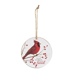 Love Hope Loved Round Cardinal Ornament - 3 Asstd