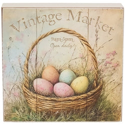Vintage Easter Egg Basket Box Sign - 3 Asstd