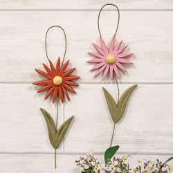 Distressed Wood Flower Hanger - 2 Asstd