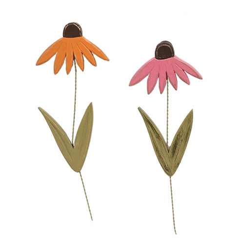 Distressed Wood Coneflower Magnet - 2 Asstd