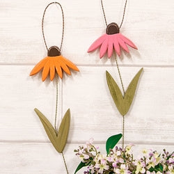 Distressed Wood Coneflower Hanger - 2 Asstd