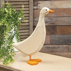 Distressed Carved Wooden Mama Duck - 13.75"H