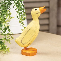 Distressed Carved Wooden Duckling - 6"H