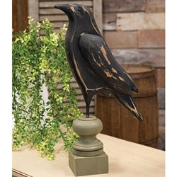Distressed Carved Wooden Crow Pedestal - 17"H