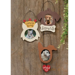 Dog Shape Frame Ornament - 3 Asstd