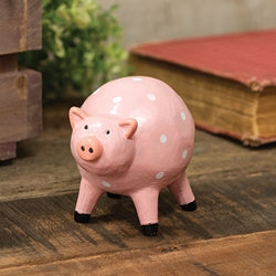 Resin Polka Dot Pink Pig Sitter