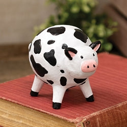 Resin Black & White Cow Sitter