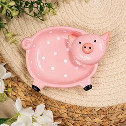 Resin Polka Dot Pink Pig Trinket Dish