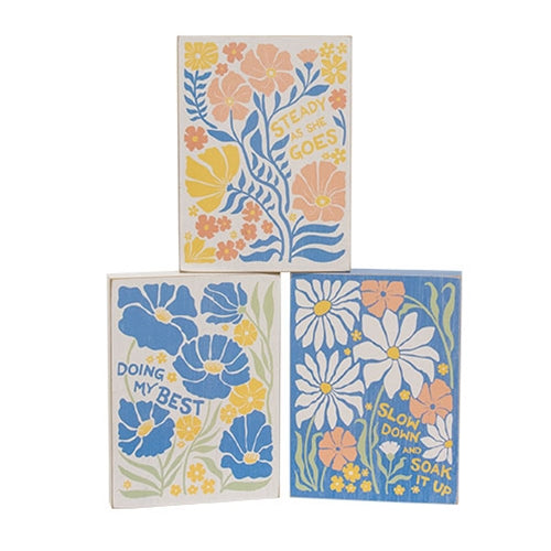 Blue Floral Block - 4.5"x6" - 3 Asstd.