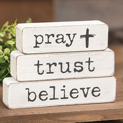 3/Set- Pray Trust Believe Chunky Religious Blocks